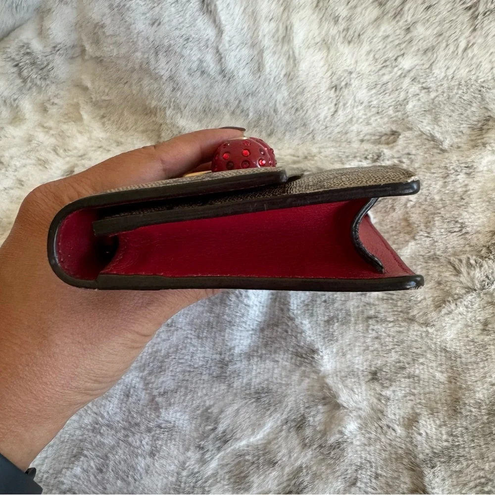Gucci Beige Monogram Crossbody with Red and Green Cherry Accent P0264